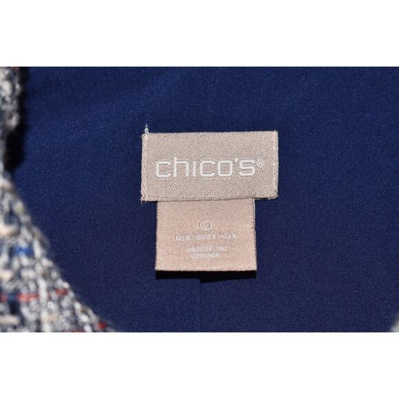 CHICO'S $148 Button-Up Tweed Peplum Jacket Navy Multi Chico's 0 / US Small - Picture 4 of 4